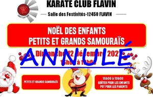 Annulation du Goûter de Noël des enfants du Karaté Club Flavin 