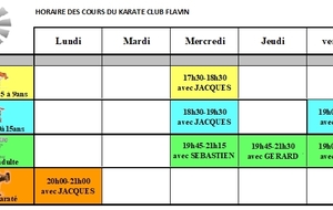 A partir lundi 07 Mars 2022 modification du Planning des cours 